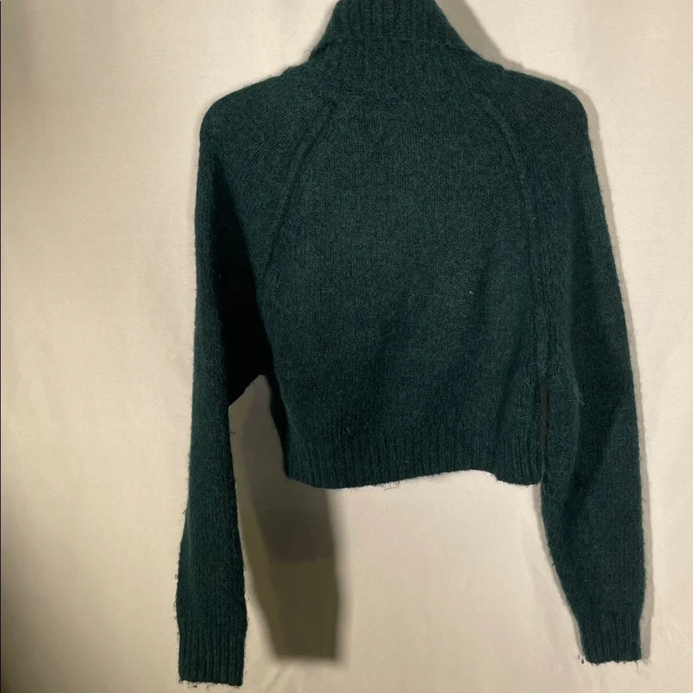 ZARA WOMENS GREEN WOOL SEMI CROPPED TURTLENECK SWEATER SMALL 9598/188/500/S - Picture 6 of 6